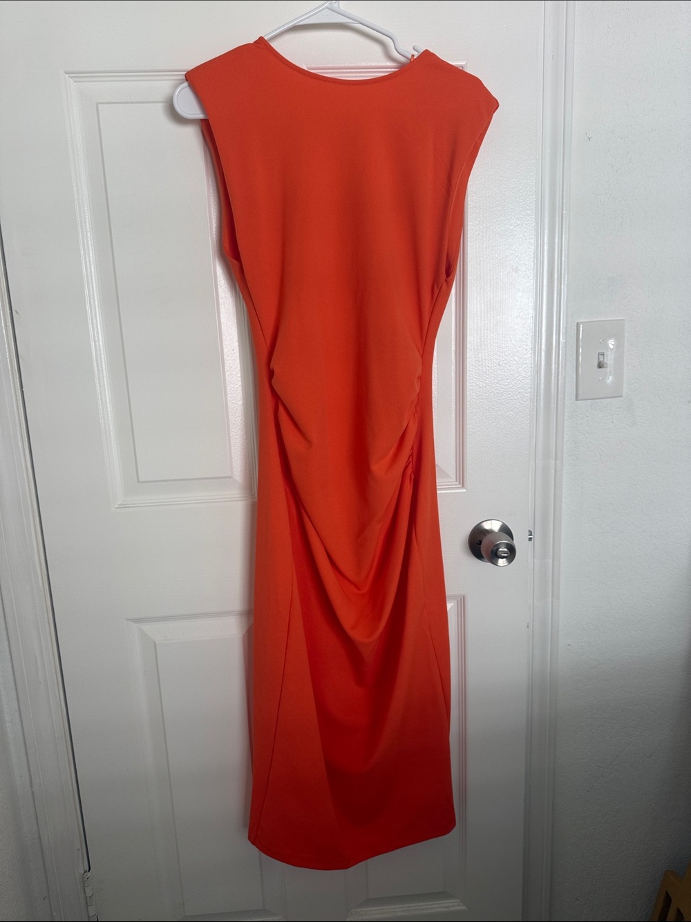 Zara Sleeveless Midi Dress in Bright Orange